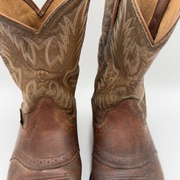 Men’s Ariat Workhog Pull-On Cowboy Boots Style #10001188 11EE Roper Toe Workwear - Picture 3 of 16